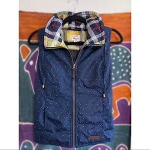 G.H. Bass & Co Navy blue Mini Polka Dot Puffer Vest. Size Small
